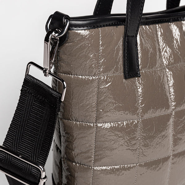 NAPLAK - Tote in nappa leather and taupe eco-patent