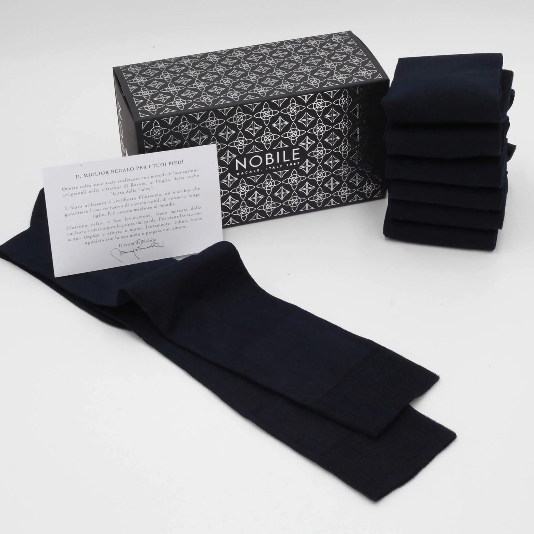 Box Chiffon Long Socks in Filoscozia® - 6 pairs blue