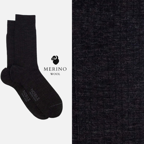 Tiziano - Short sock in merino wool with very fine ribs