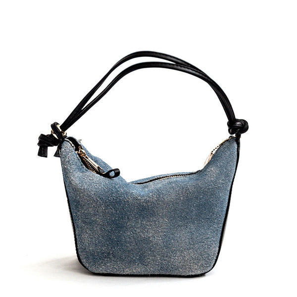 DENIM SMALL - Sacca in camoscio effetto denim