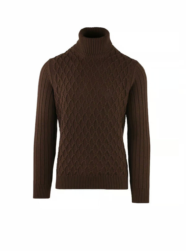 WOVEN RIBBED TURTLENECK
