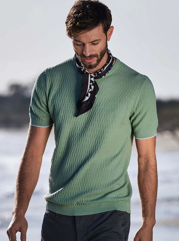 CREW NECK HALF SLEEVE RIBBED LINKS