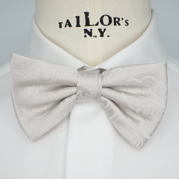 Pearl Grey Embroidered Bow Tie