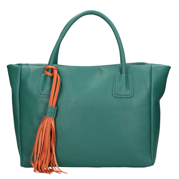 Large Women's Handbag with Leather Pendant - 6503.