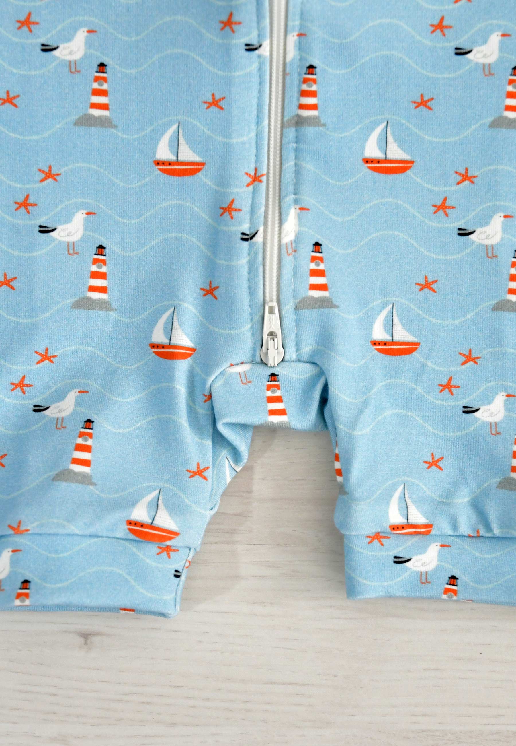 Tutina con zip in bambù - Mare - Palloncino blu