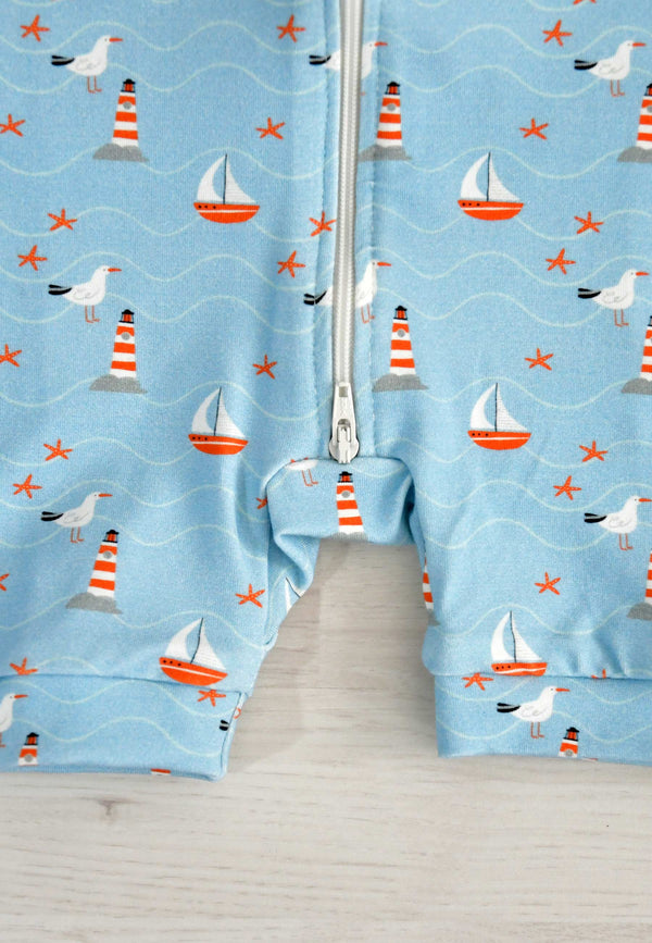 Tutina con zip in bambù - Mare - Palloncino blu