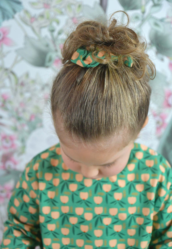 Chouchou (scrunchie) in bambù - Tulipani - Palloncino blu