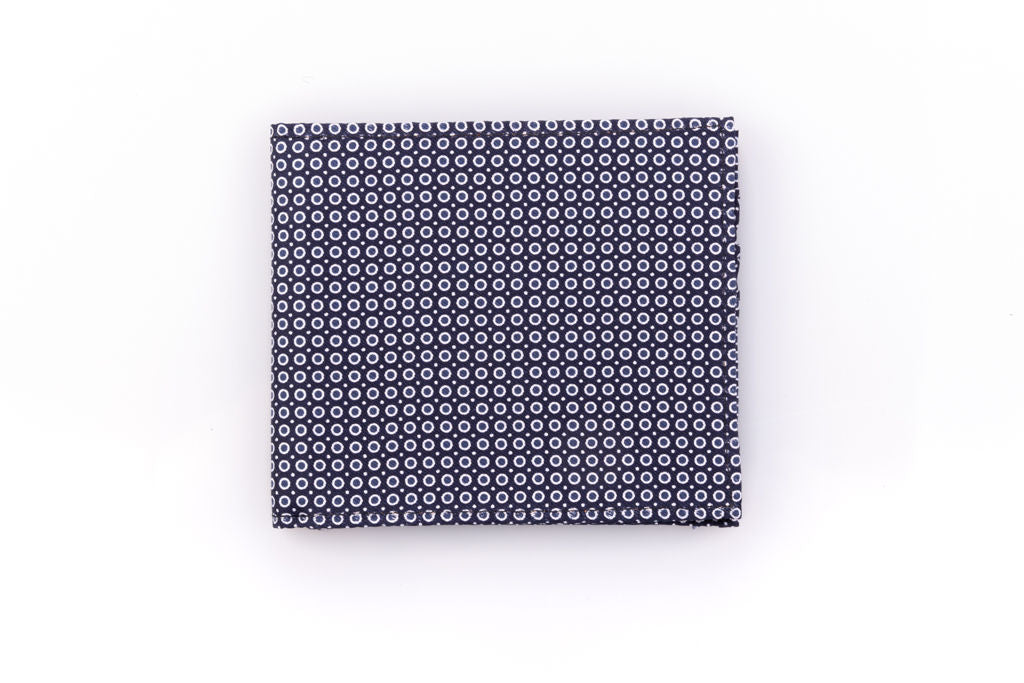 Blue patterned card holder in pure silk