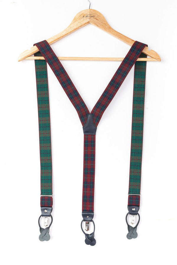 Burgundy braces in check pattern
