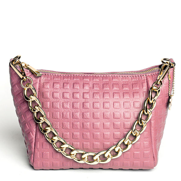 SQUARE MOON - Laser Mauve Leather Satchel