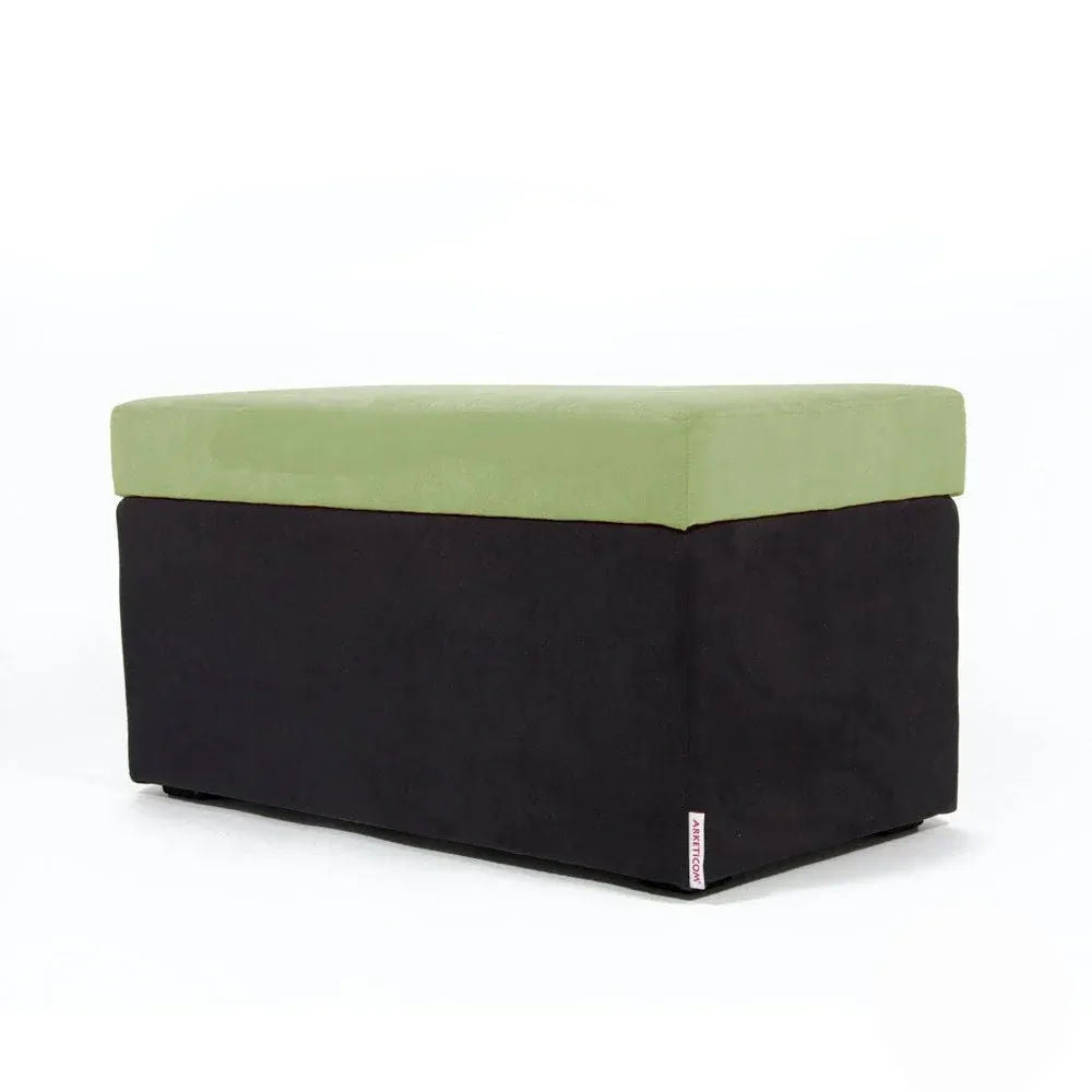 PANDORA 84 MF SWING, Rectangular Microfiber Storage Pouf with Wheels 84x42 h42
