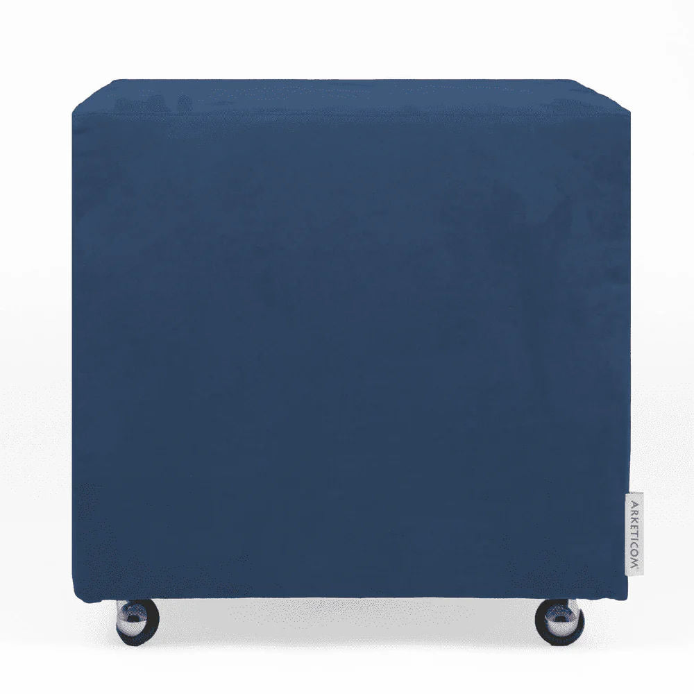 UILLS 55, Pouf Footrest with Wheels in Microfiber 55x55 h42