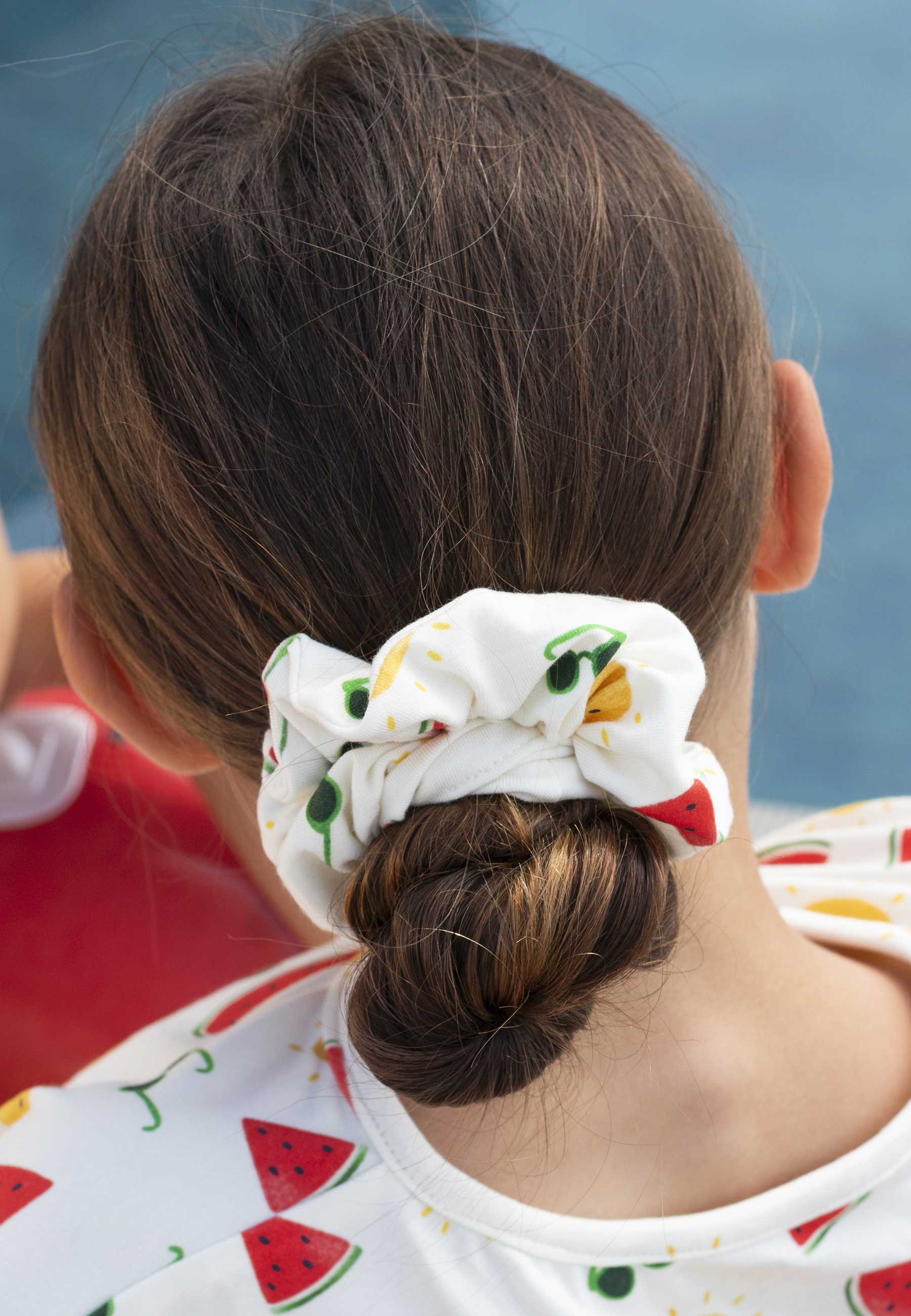 Chouchou (scrunchie) in bambù - Summer vibes - Palloncino blu