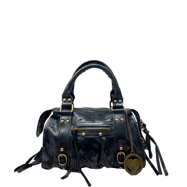 Borsa a mano piccola in pelle spatolata con borchie - Courmayeur K072