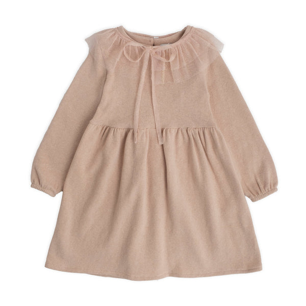 WARM COTTON DRESS WITH GLITTER COLLAR