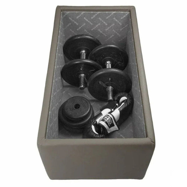 PANDORA 84 ECO, Rectangular Pouf Container in Eco-leather 84x42 h42