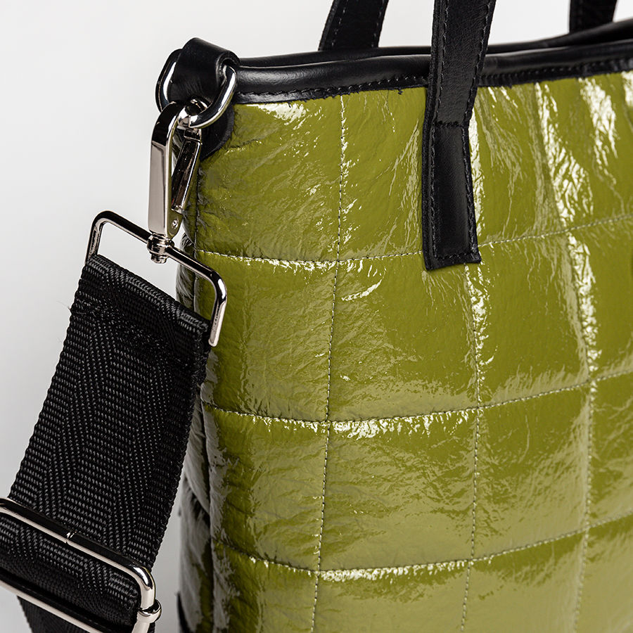 NAPLAK - Tote in nappa leather and eco-patent olive