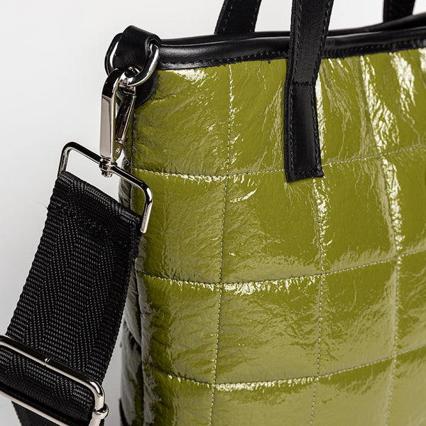 NAPLAK - Tote in nappa leather and eco-patent olive