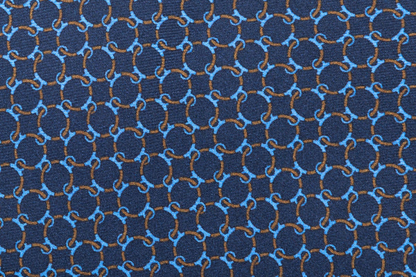 Blue tie with micro-pattern woven pure silk