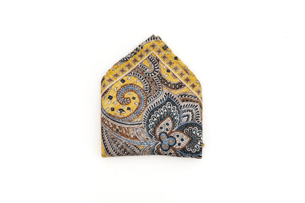 Ochre patterned clutch bag in pure silk