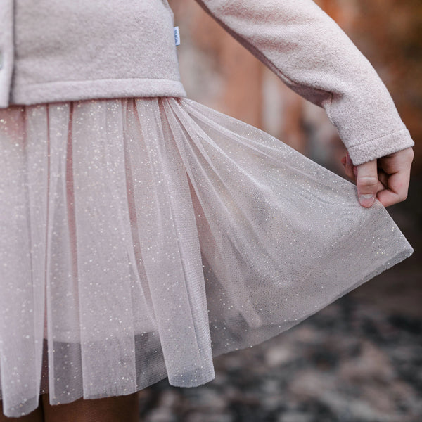 ASYMMETRIC GLITTER TULLE SKIRT