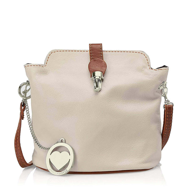 Borsa a Spalla da Donna in Vera Pelle. Made in Italy. 21x20x10 Cm - 3322.