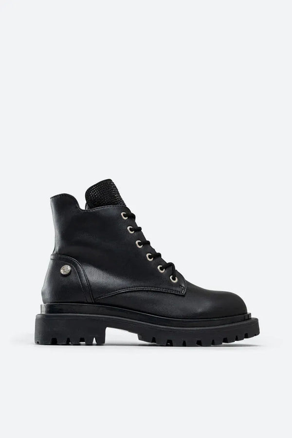 Ramsey Black Ankle Boots with Rhinestones
