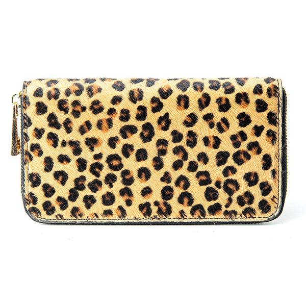 Leopard - printed pony skin wallet