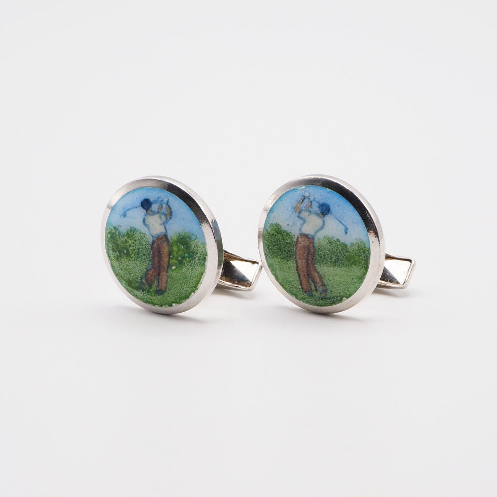 Silver golf cufflinks