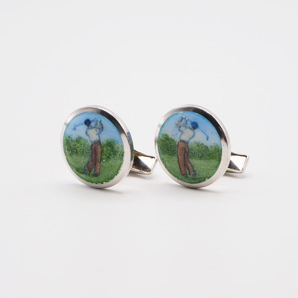 Silver golf cufflinks