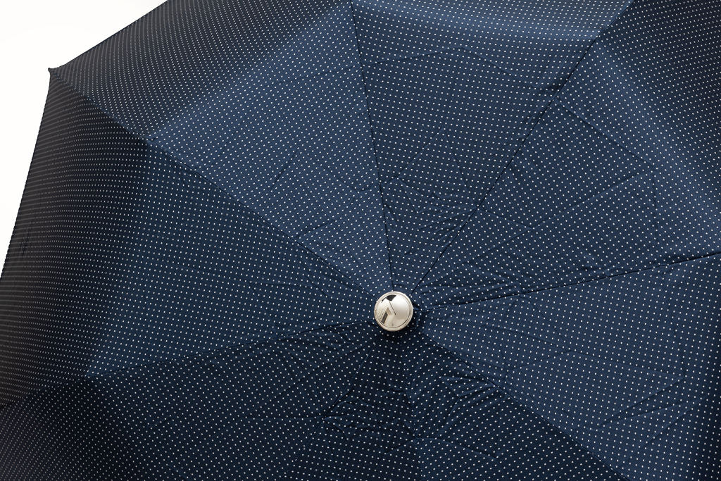 Mario Talarico blue polka dot foldable umbrella with lemon handle
