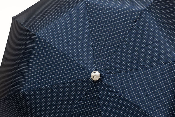 Mario Talarico blue polka dot foldable umbrella with lemon handle