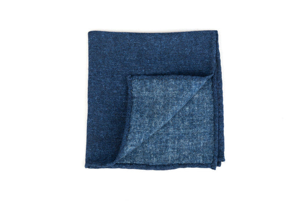Plain blue pure wool pocket square