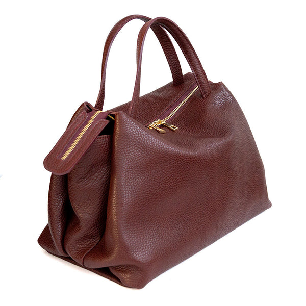EMMA BIG - Bauletto in pelle dollaro bordeaux