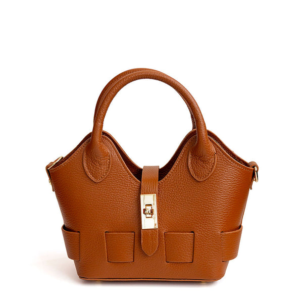 JANET - Borsa in pelle dollaro cuoio scuro