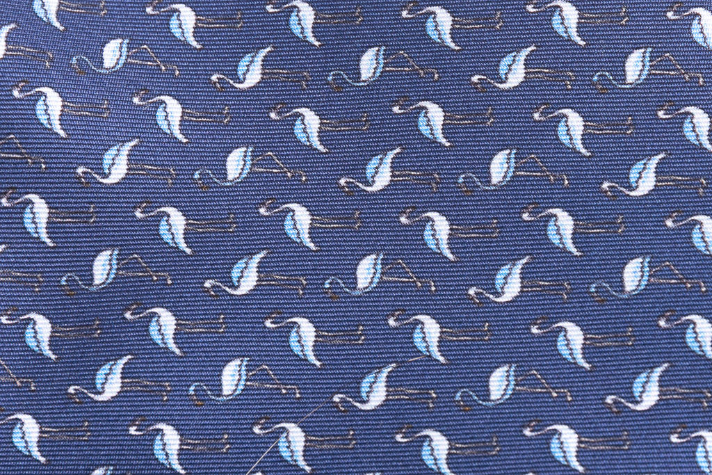 Blue flamingo pure silk tie