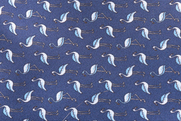 Blue flamingo pure silk tie
