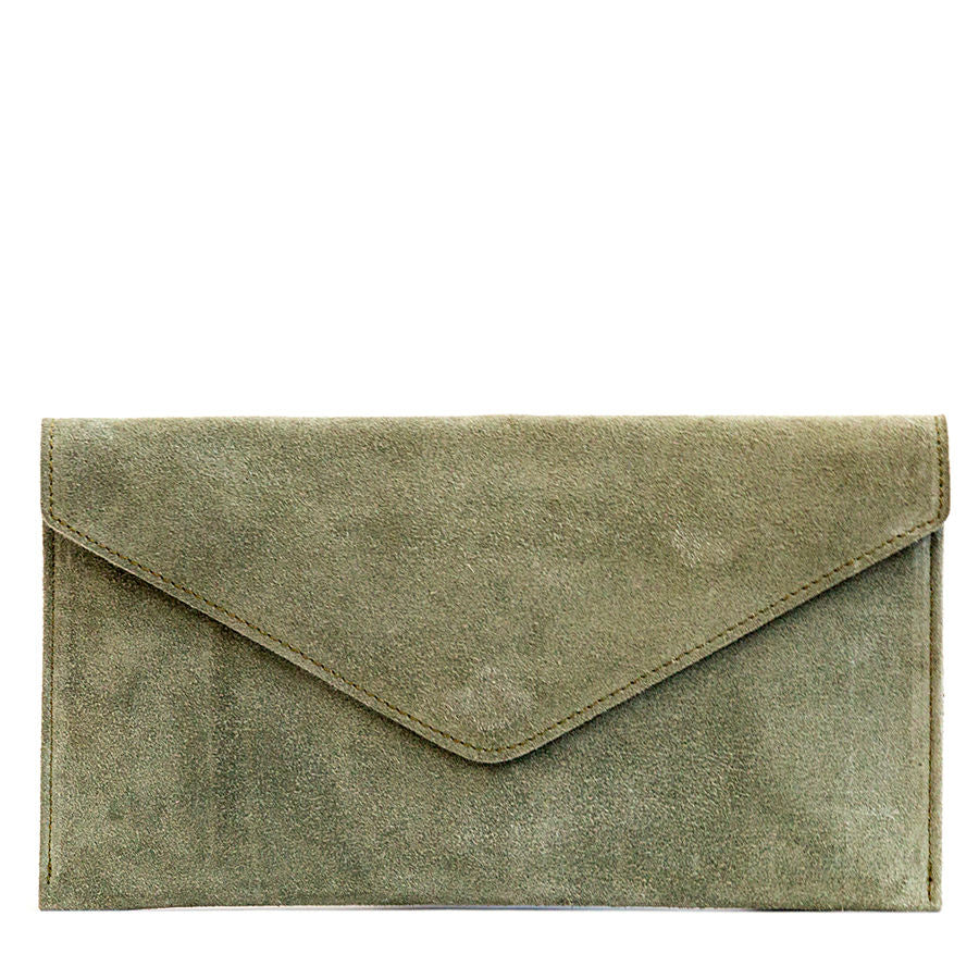 ENVELOPE - Sage suede leather postman