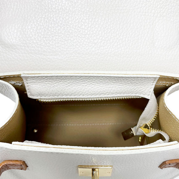 Women's Genuine Leather Handbag with Twist Closure - Roma K065 