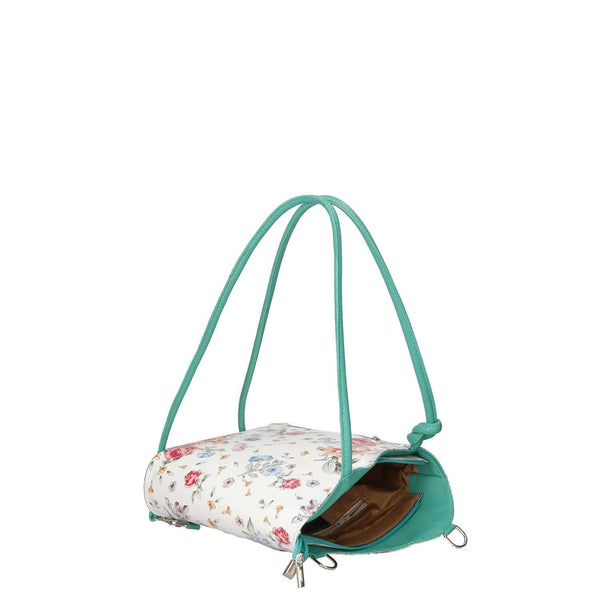 Borsa a Spalla da Donna Fantasia Floreale in Pelle - 27x30x9 cm - 80056