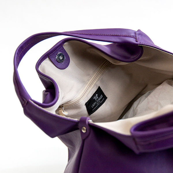 ELSA - Sacca maxi in pelle nappa viola