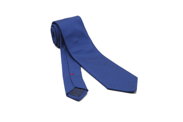 Blue tie with white micro polka dots 