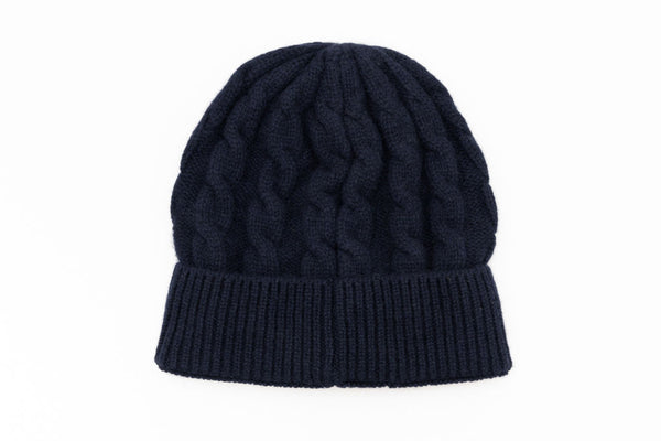 Midnight blue cashmere woven hat