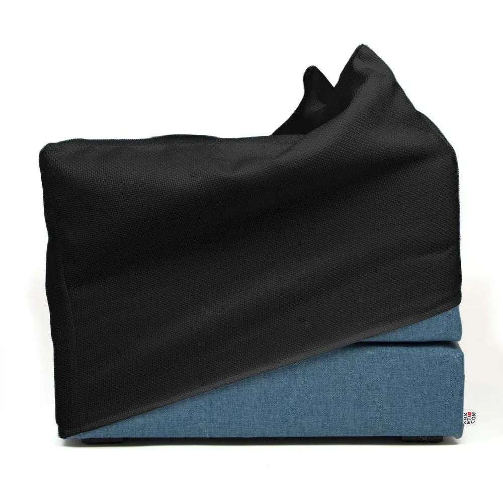 TOUF BLUE, Blue Base Pouf Bed and Pouf Cover 70x63