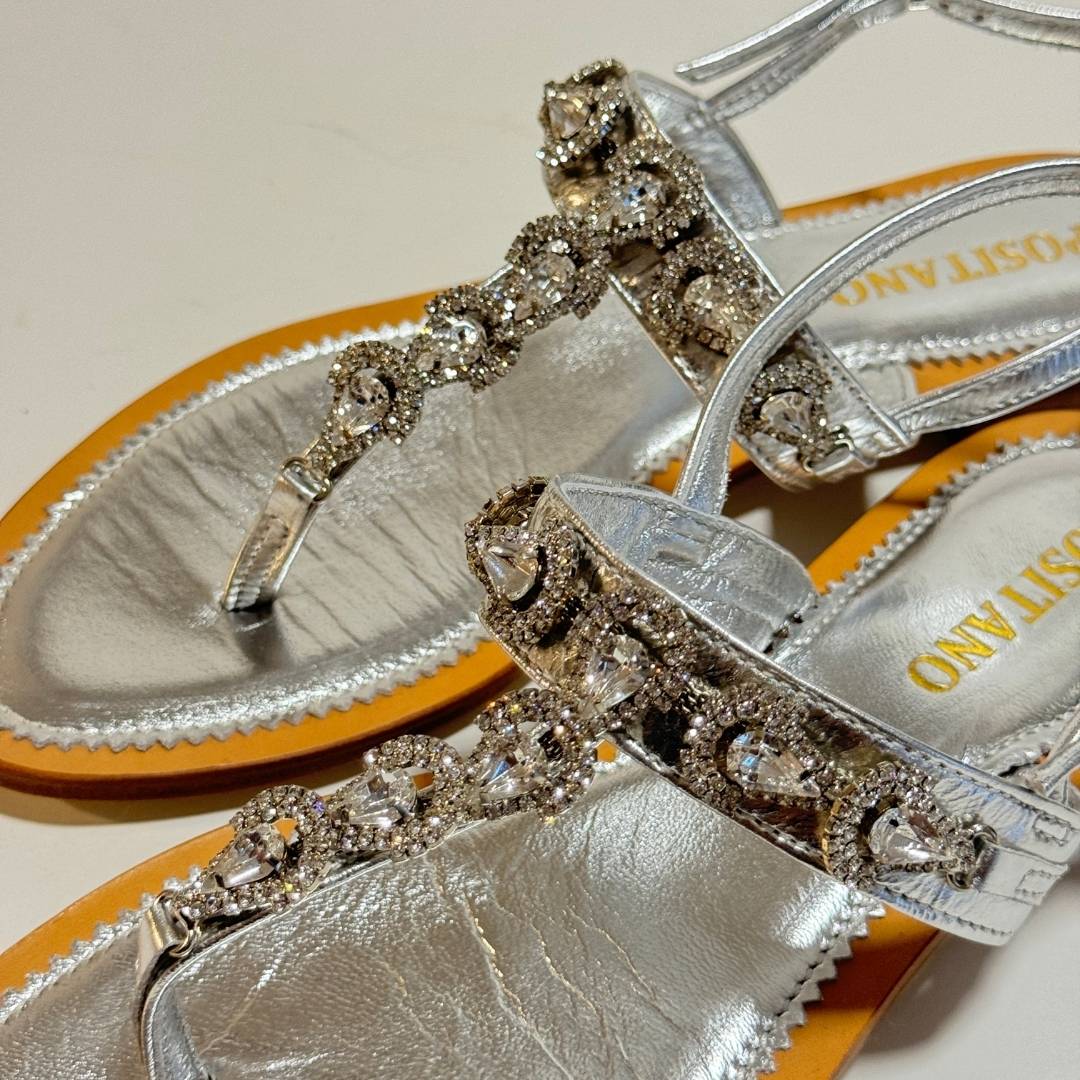 MastroDomenico Women's Handmade Sandals - Marble Silver 