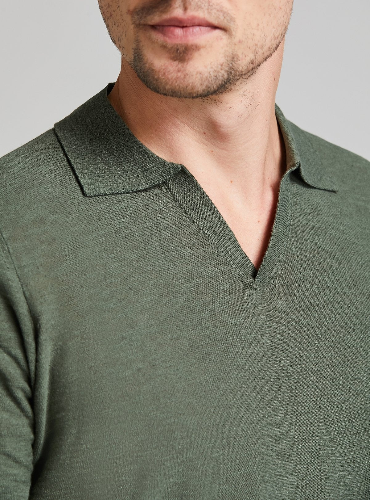 Polo in maglia in cotone e lino