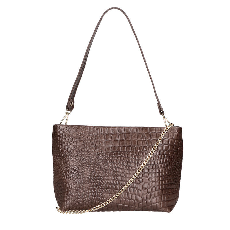 Women's Crocodile Print Leather Handbag - 6498.