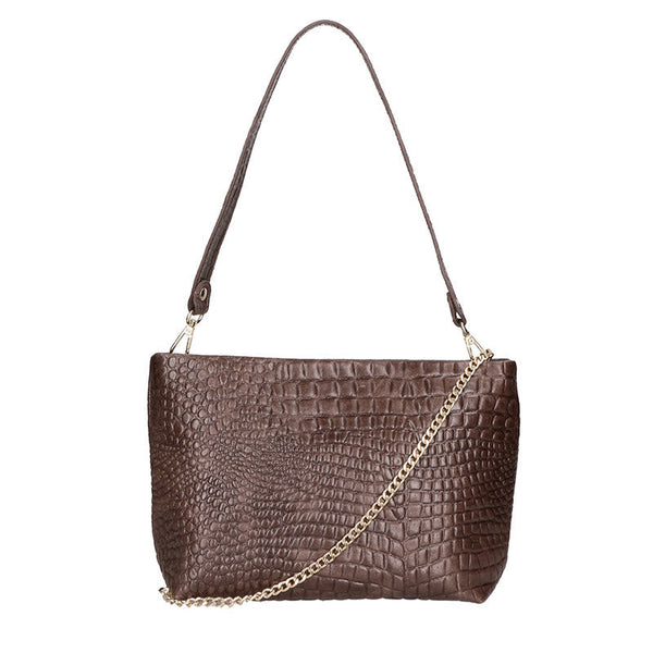 Women's Crocodile Print Leather Handbag - 6498.