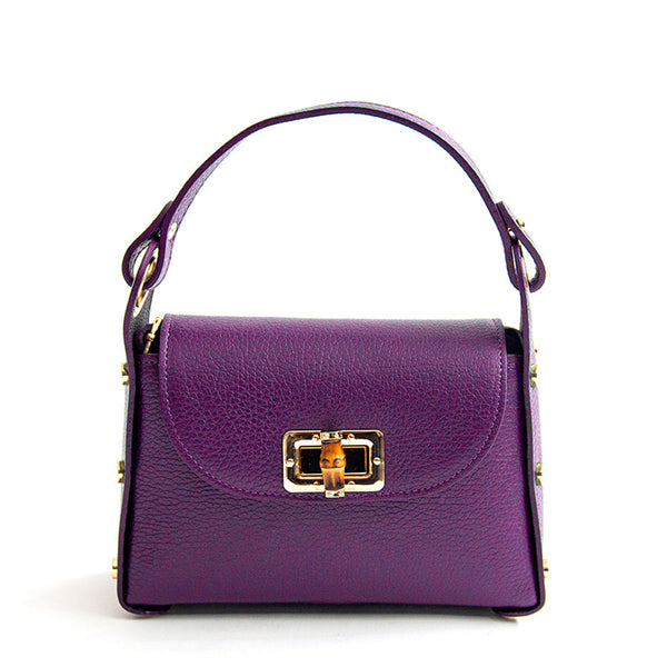 BAMBU' - borsetta con borchie in pelle viola