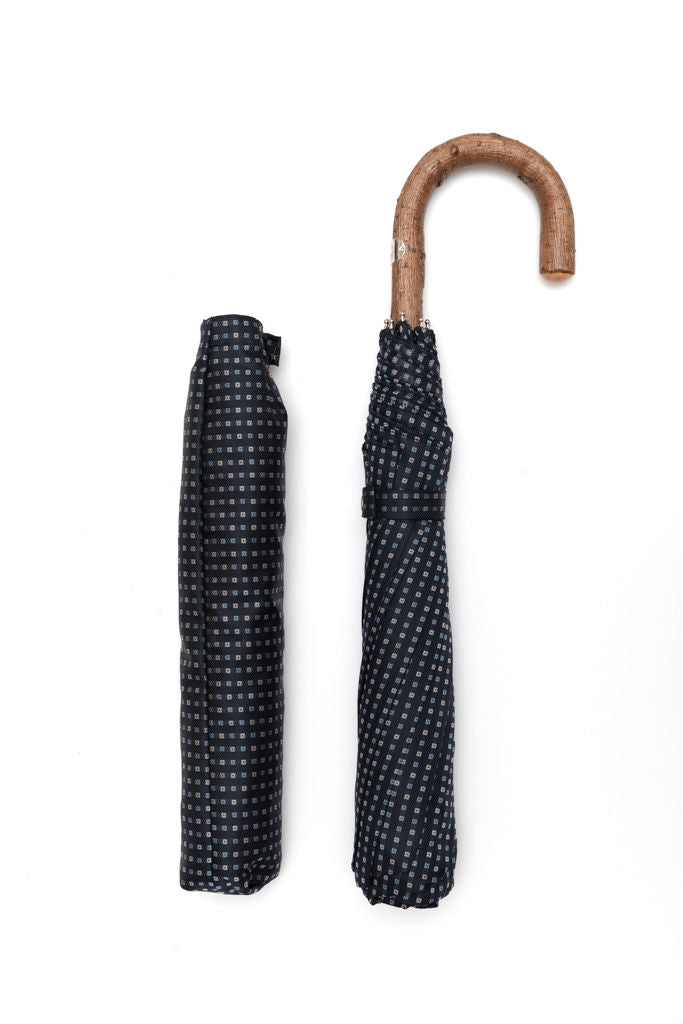 Mario Talarico folding umbrella blue checked elm handle